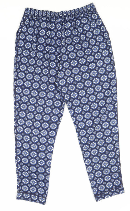Phase Eight Womens Blue Geometric Polyester Trousers Size 10 Regular