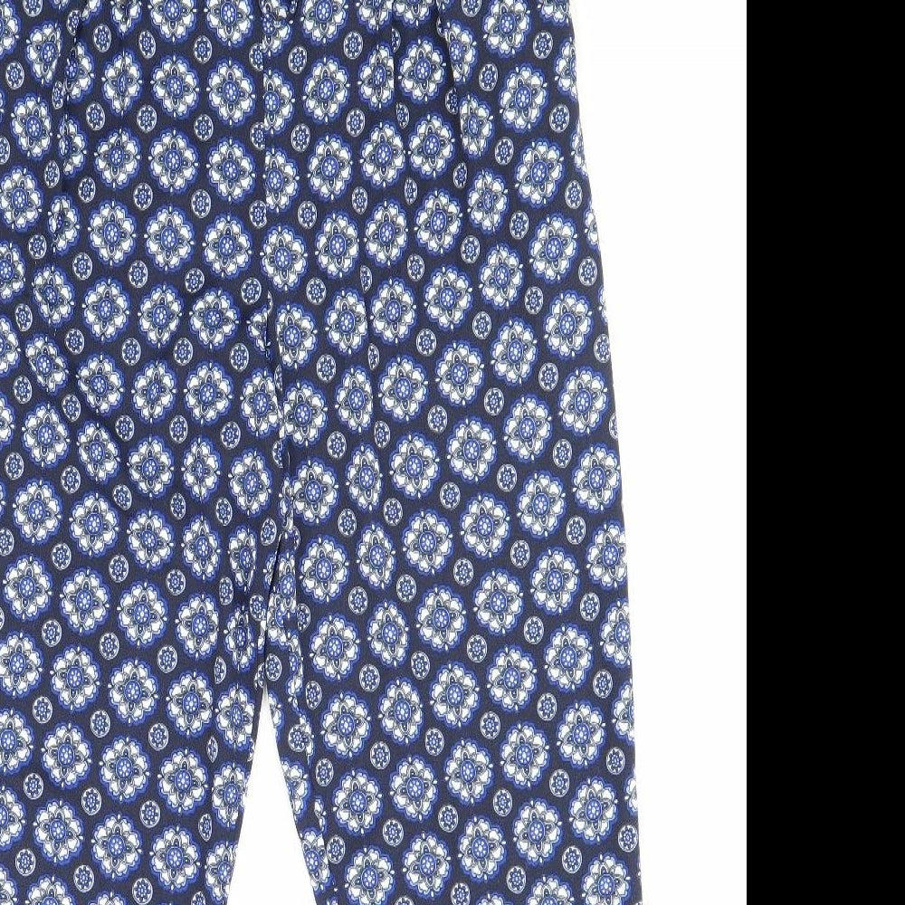 Phase Eight Womens Blue Geometric Polyester Trousers Size 10 Regular