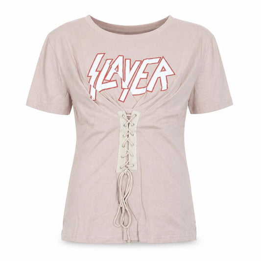 Eight Womens Pink Cotton Basic T-Shirt Size S Round Neck - Slayer Lace up