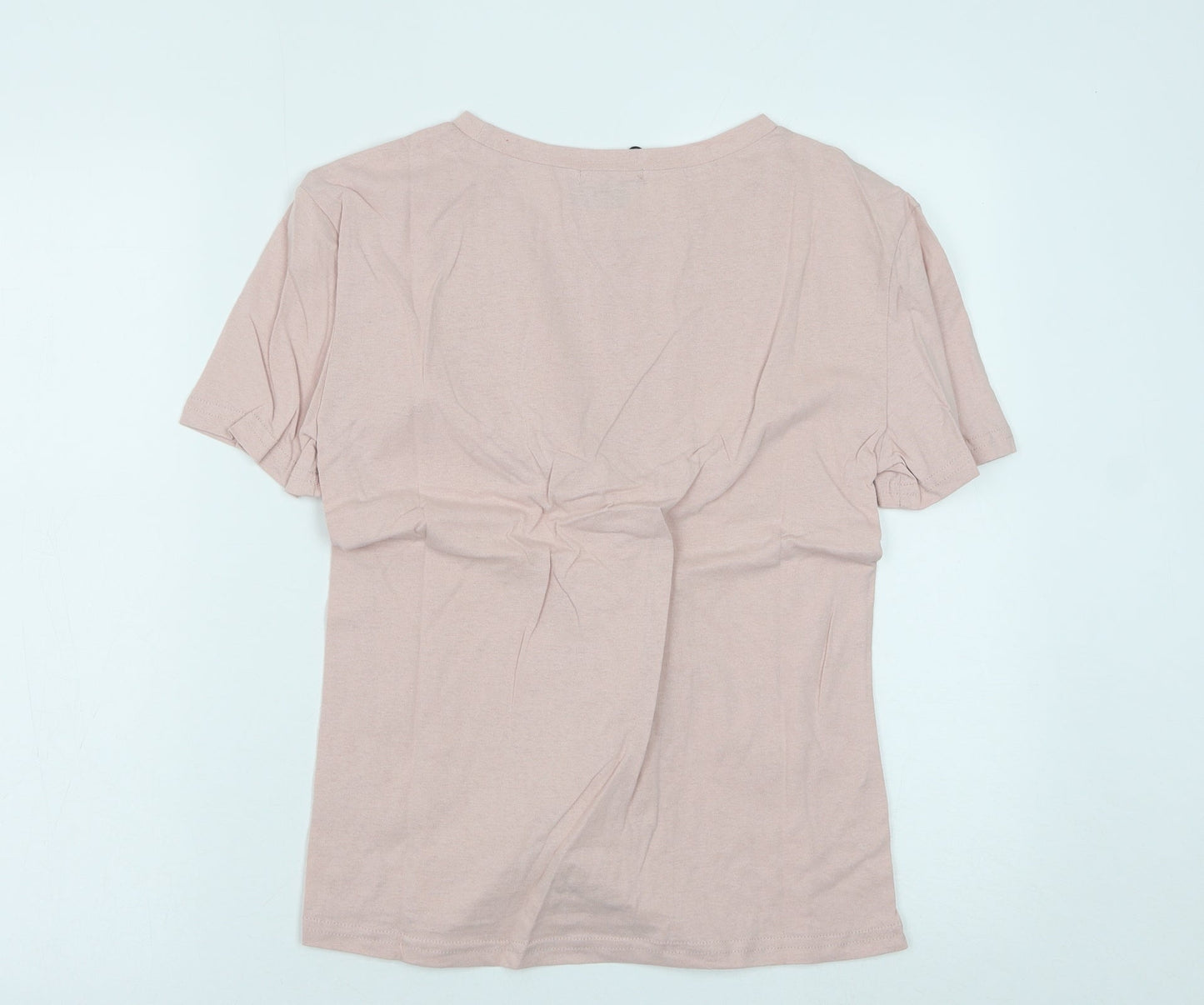 Eight Womens Pink Cotton Basic T-Shirt Size S Round Neck - Slayer Lace up