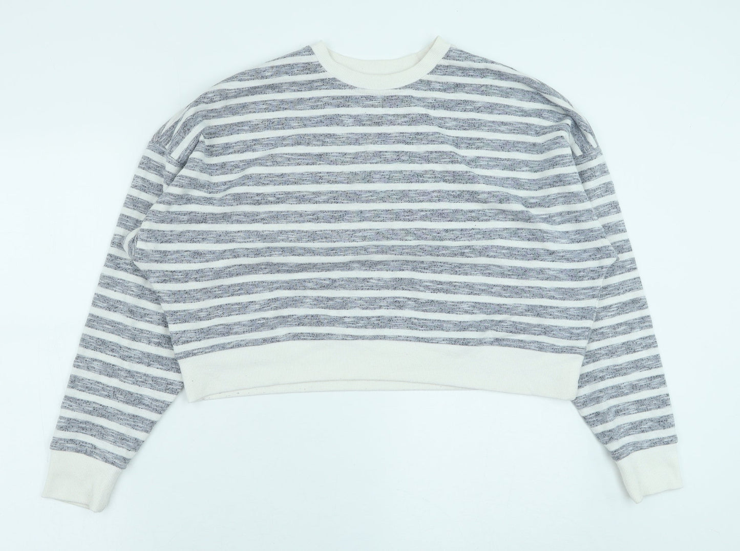 Primark Womens Blue Striped Polyester Pullover Sweatshirt Size M Pullover - Cropped