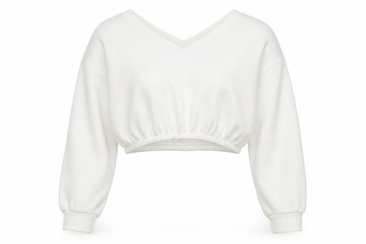 PRETTYLITTLETHING Womens White Polyester Pullover Sweatshirt Size M Pullover - Cropped