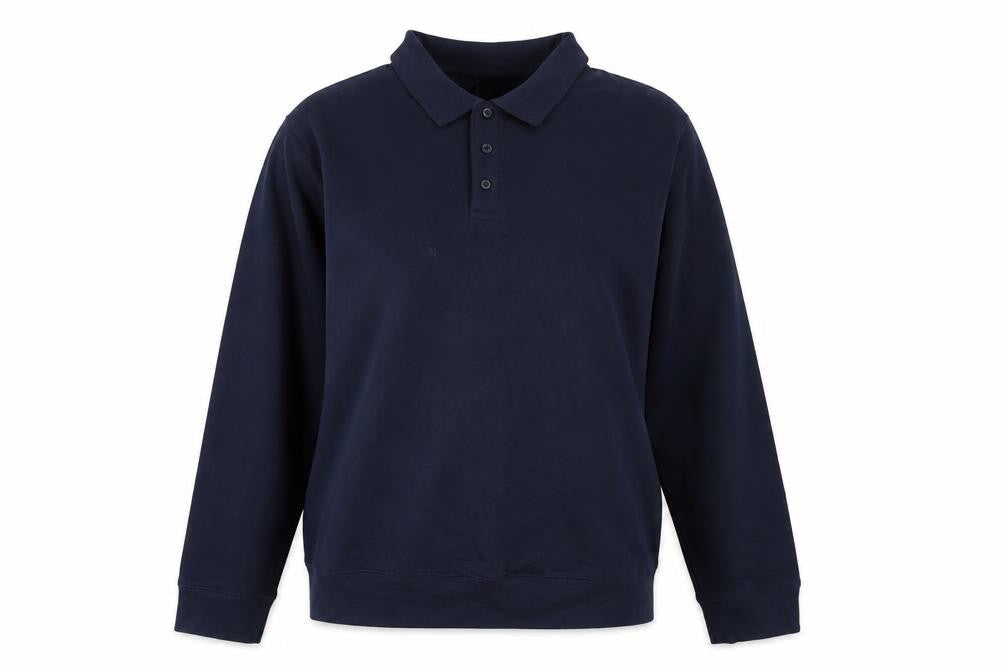 Easy Womens Blue Herringbone Polyester Pullover Sweatshirt Size XL Button
