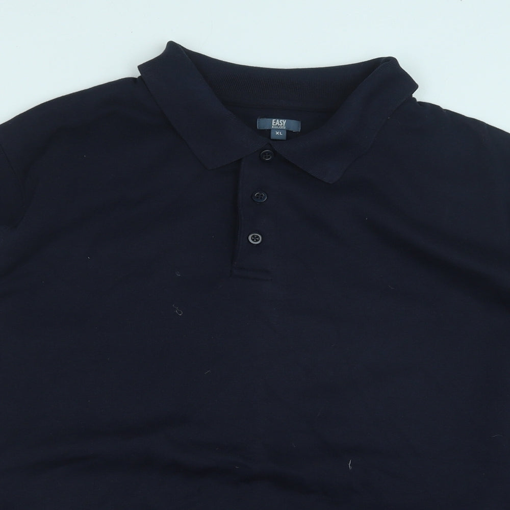 Easy Womens Blue Herringbone Polyester Pullover Sweatshirt Size XL Button