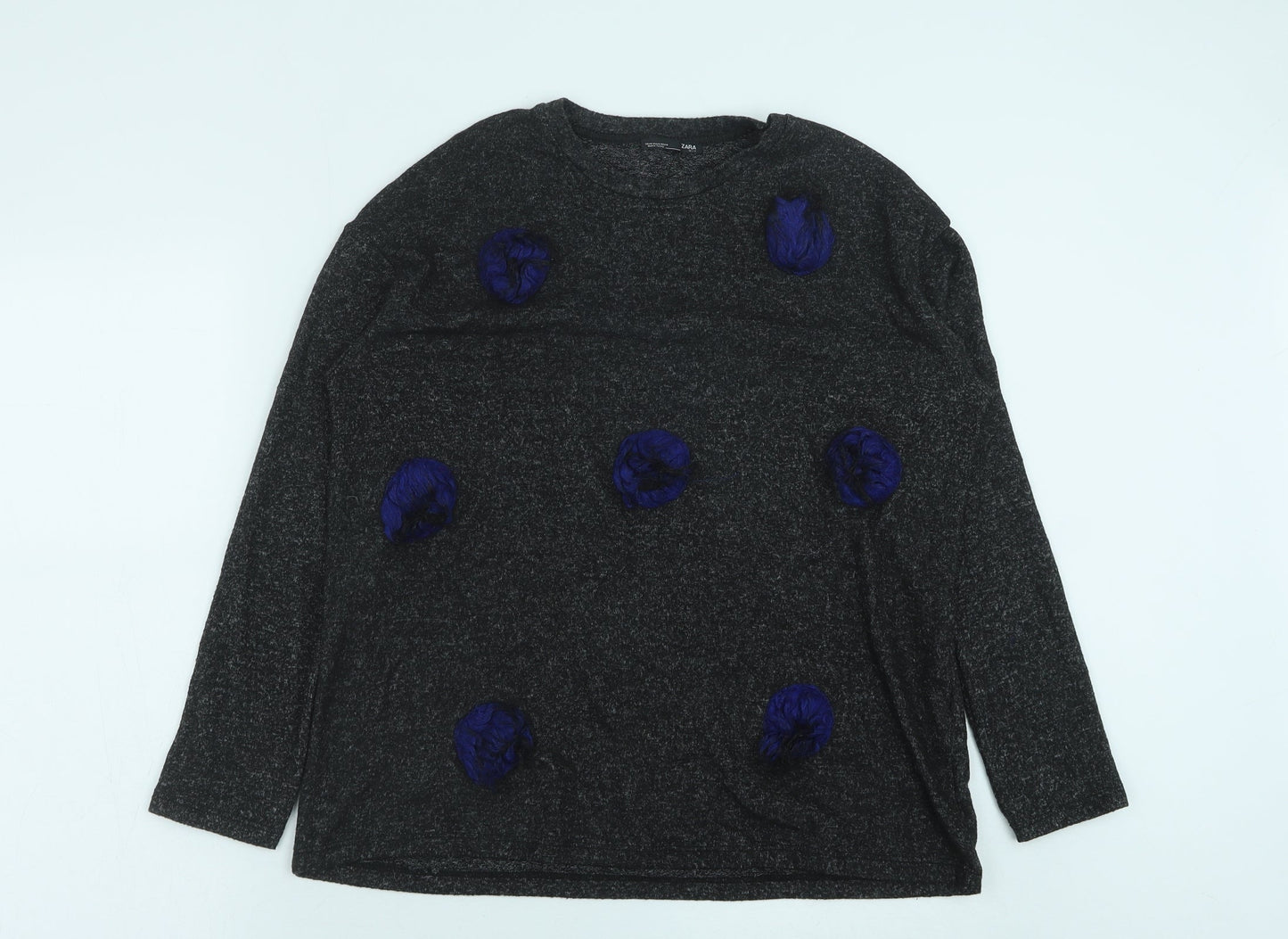 Zara Womens Grey Cotton Pullover Sweatshirt Size M Pullover
