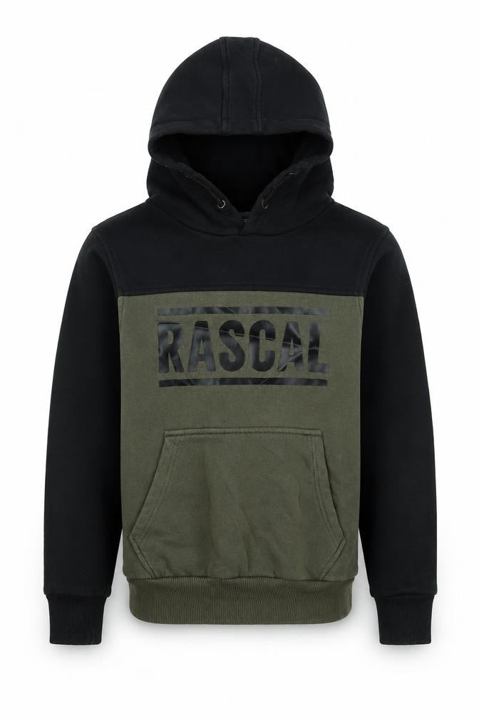 Rascal Boys Black Colourblock Cotton Pullover Hoodie Size L Pullover - Rascal