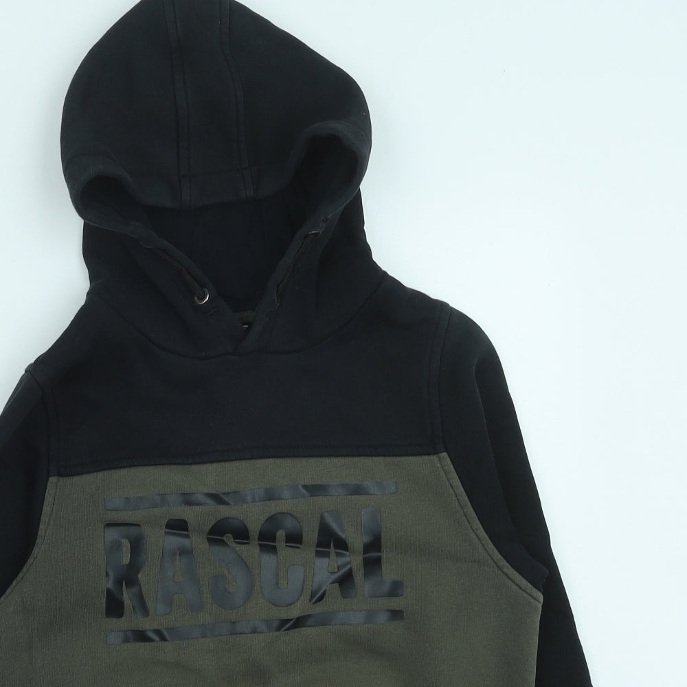 Rascal Boys Black Colourblock Cotton Pullover Hoodie Size L Pullover - Rascal