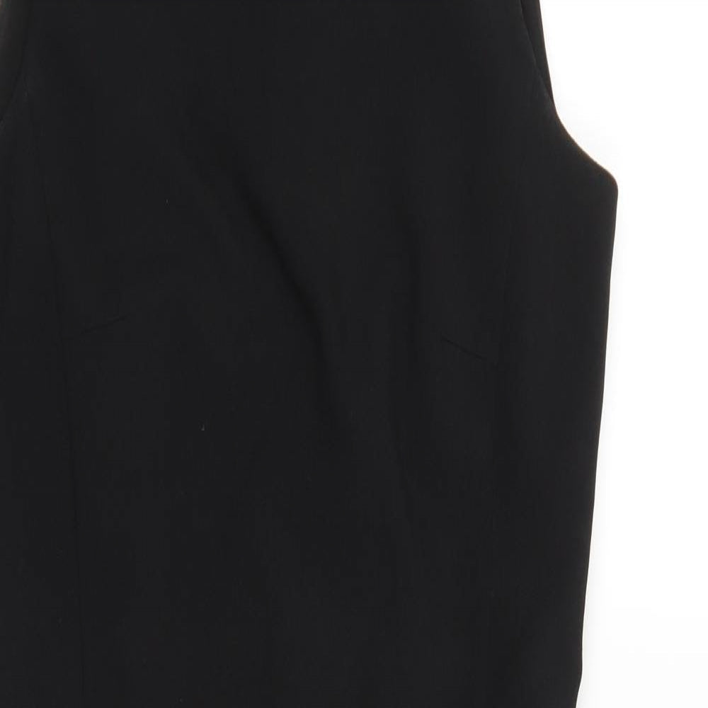 NL Collection Womens Black Polyester Shift Size 10 Boat Neck Zip