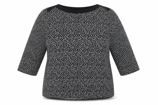 Marks and Spencer Womens Black Geometric Viscose Basic Blouse Size 14 Boat Neck