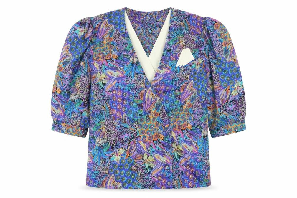 Berkertex Womens Multicoloured Geometric Polyester Basic Blouse Size 16 V-Neck
