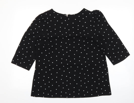 Dorothy Perkins Womens Black Polka Dot Polyester Basic Blouse Size 12 Round Neck