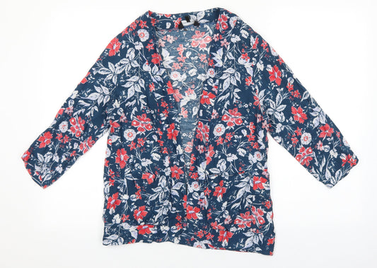 New Look Womens Multicoloured V-Neck Floral Viscose Cardigan Jumper Size 10