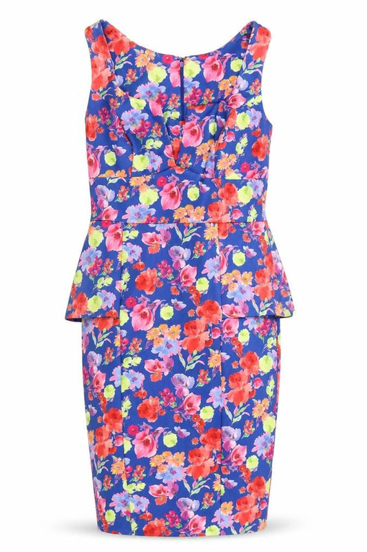 Womens Multicoloured Floral Elastane A-Line Size 10 V-Neck Zip