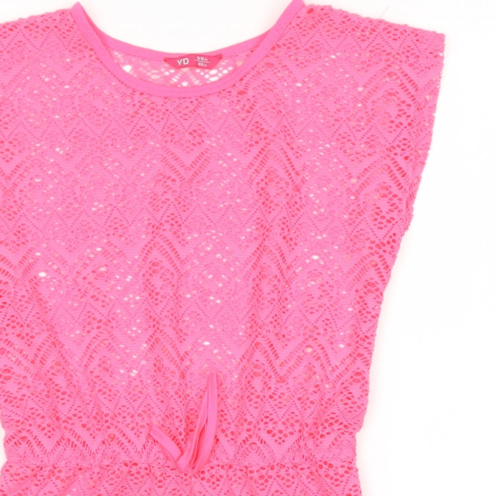 YD Girls Pink Polyester Kaftan Size 9-10 Years Round Neck Pullover