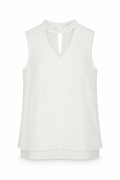 Nutmeg Womens White Polyester Basic Blouse Size 8 V-Neck