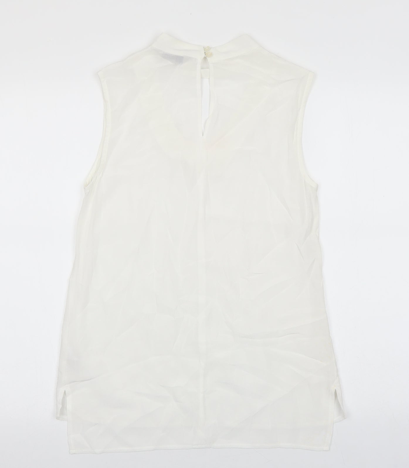 Nutmeg Womens White Polyester Basic Blouse Size 8 V-Neck