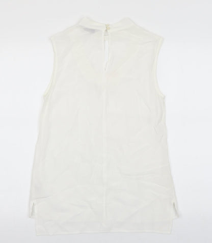 Nutmeg Womens White Polyester Basic Blouse Size 8 V-Neck