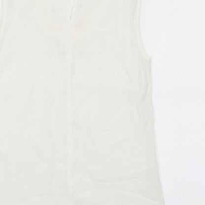 Nutmeg Womens White Polyester Basic Blouse Size 8 V-Neck
