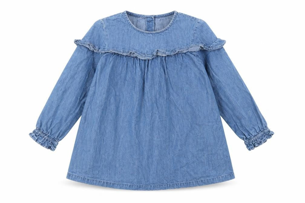 George Girls Blue 100% Cotton Basic Blouse Size 2-3 Years Round Neck Button