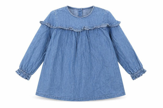 George Girls Blue 100% Cotton Basic Blouse Size 2-3 Years Round Neck Button