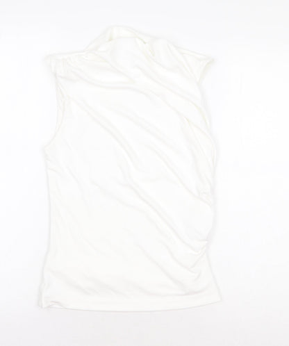 Preloved Zara Womens White Polyester Basic Blouse Size XS Mock Neck - Front
