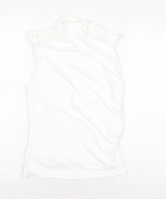 Zara Womens White Polyester Basic Blouse Size XS Mock Neck
