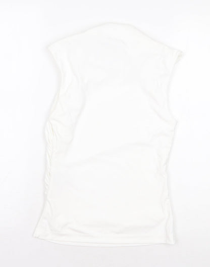 Preloved Zara Womens White Polyester Basic Blouse Size XS Mock Neck - Back