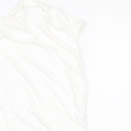 Preloved Zara Womens White Polyester Basic Blouse Size XS Mock Neck - Detail