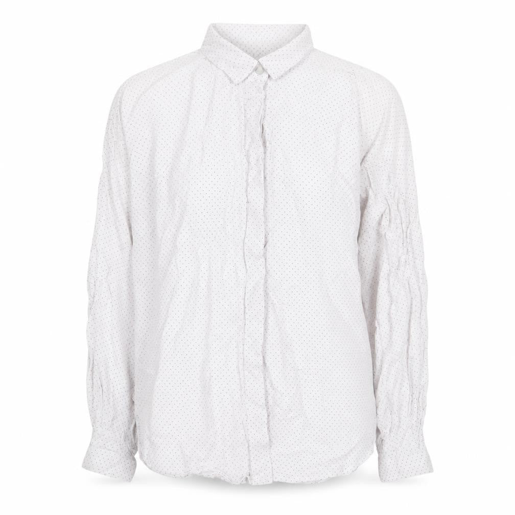 Stradivarius Womens White Polka Dot Polyester Basic Blouse Size S Collared