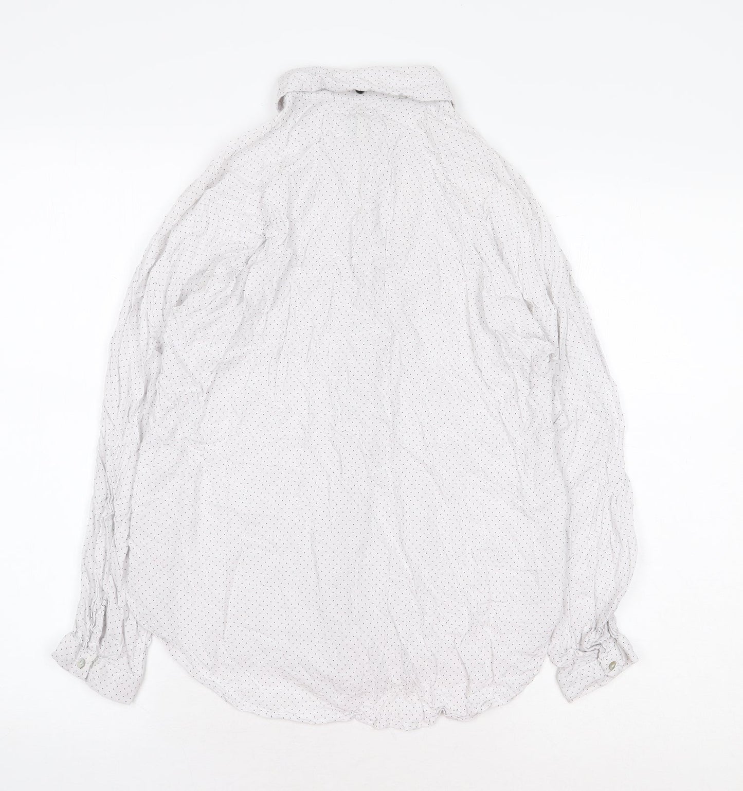 Stradivarius Womens White Polka Dot Polyester Basic Blouse Size S Collared