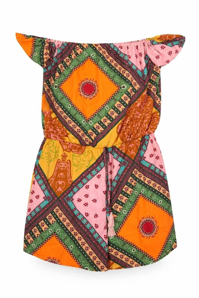 Preworn Womens Multicoloured Geometric Polyester Playsuit One-Piece Size S Pullover