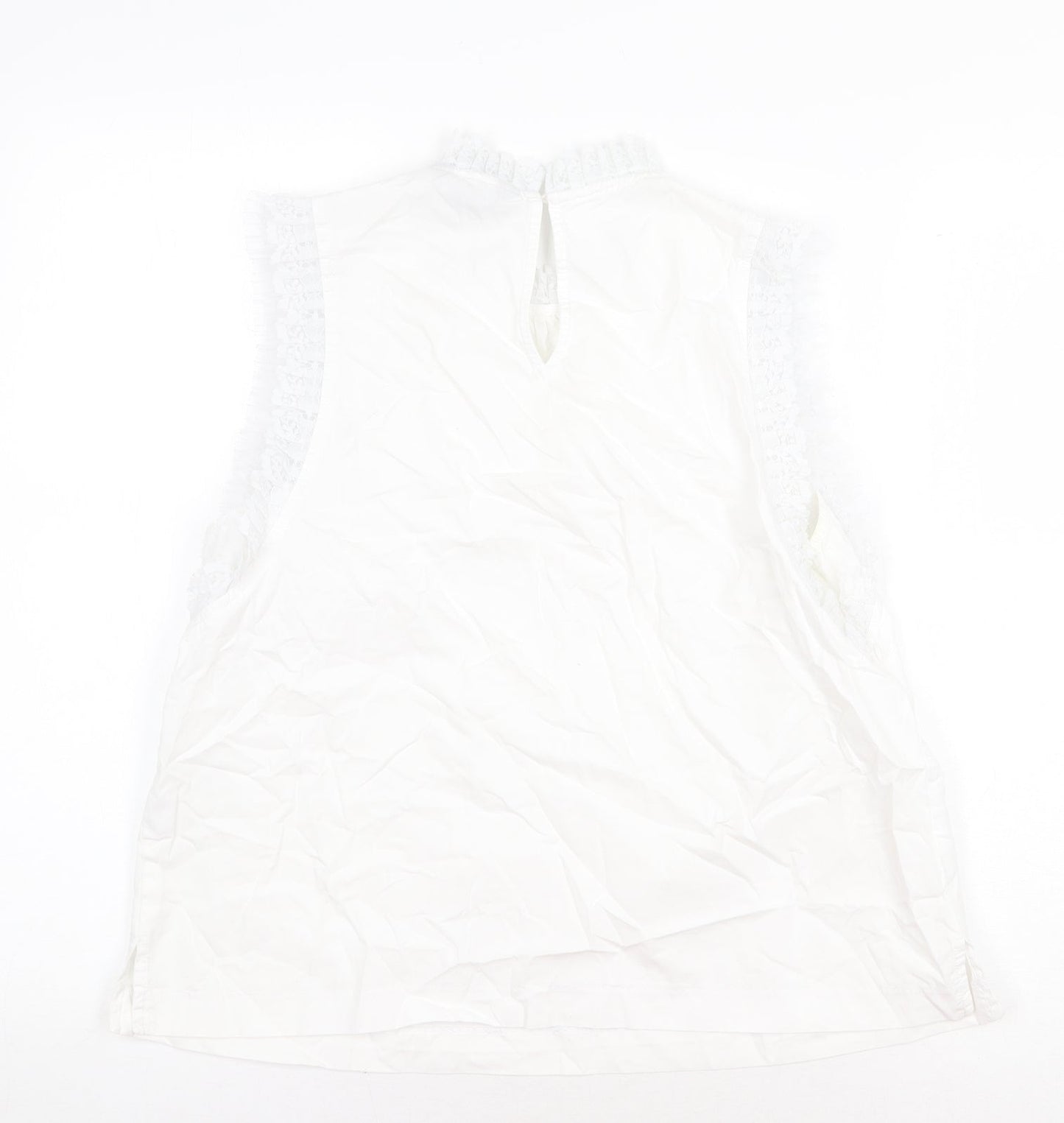 New Look Womens White Polyester Basic Blouse Size 14 Round Neck