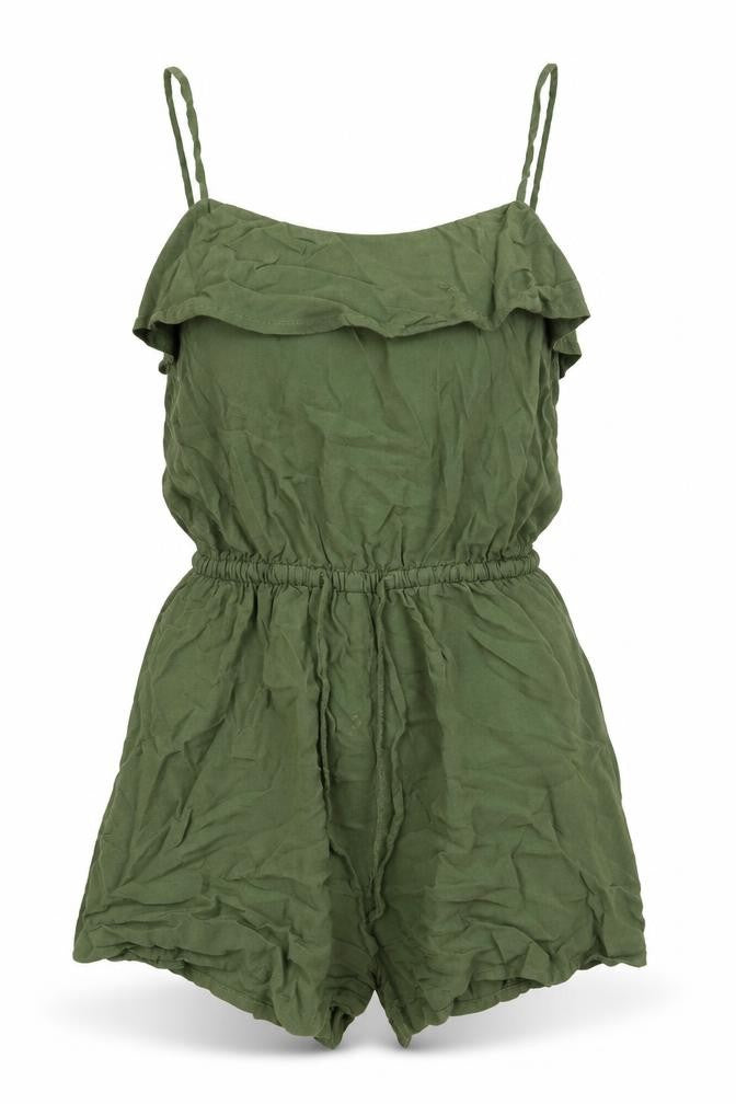 H&M Womens Green Viscose Playsuit One-Piece Size 6 Pullover