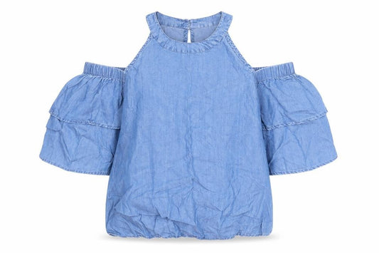 Miss Selfridge Womens Blue Lyocell Basic Blouse Size 8 Round Neck