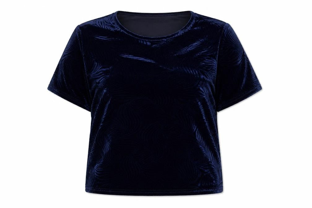 Isabelle Womens Blue Geometric Polyester Basic T-Shirt Size 20 Round Neck