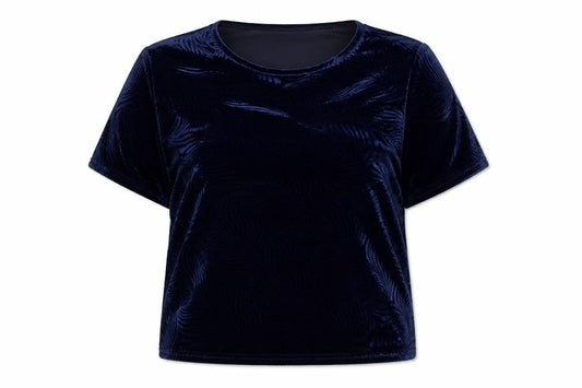 Isabelle Womens Blue Geometric Polyester Basic T-Shirt Size 20 Round Neck