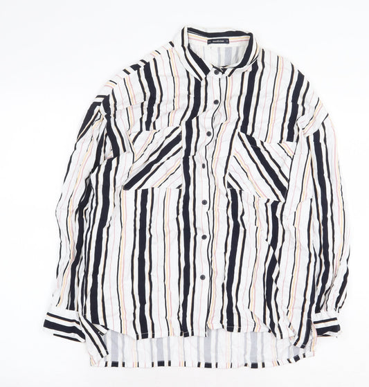 Medicine Womens White Striped Viscose Basic Button-Up Size S V-Neck