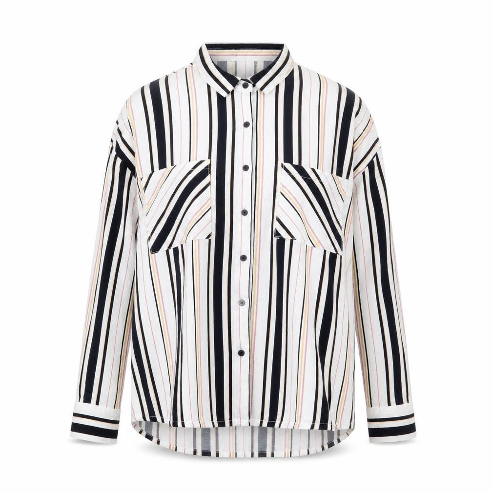 Medicine Womens White Striped Viscose Basic Button-Up Size S V-Neck