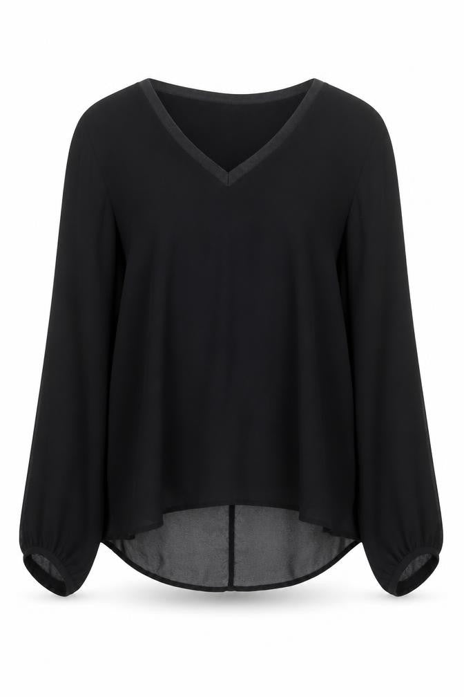 Zara Womens Black Polyester Basic Blouse Size M V-Neck