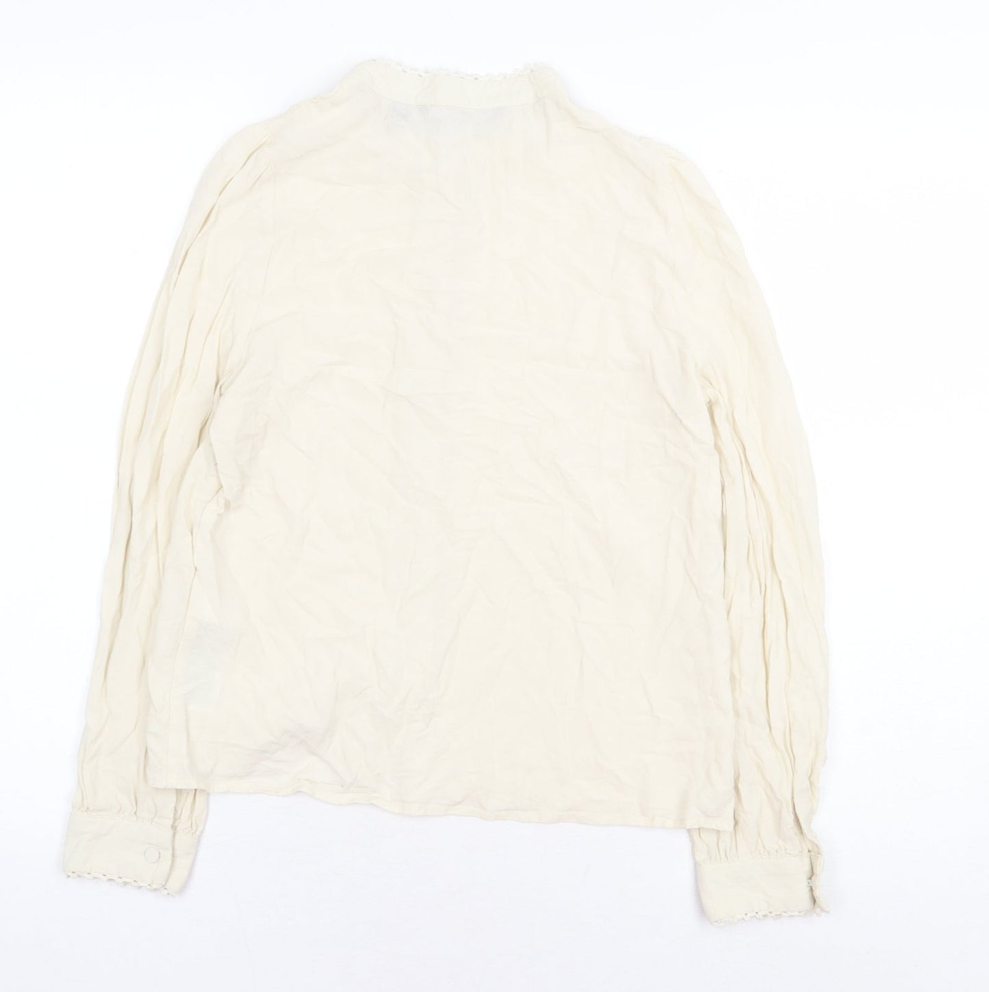 Vera Moda Womens Beige Viscose Basic Button-Up Size XS Round Neck