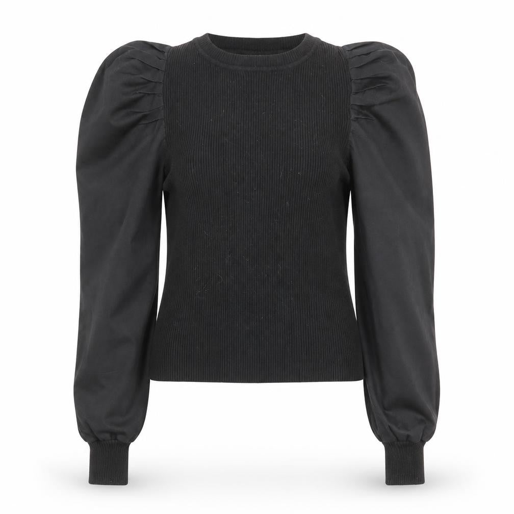 Nasty Gal Womens Black Round Neck Polyester Pullover Jumper Size 10 - Balloon Sleeve