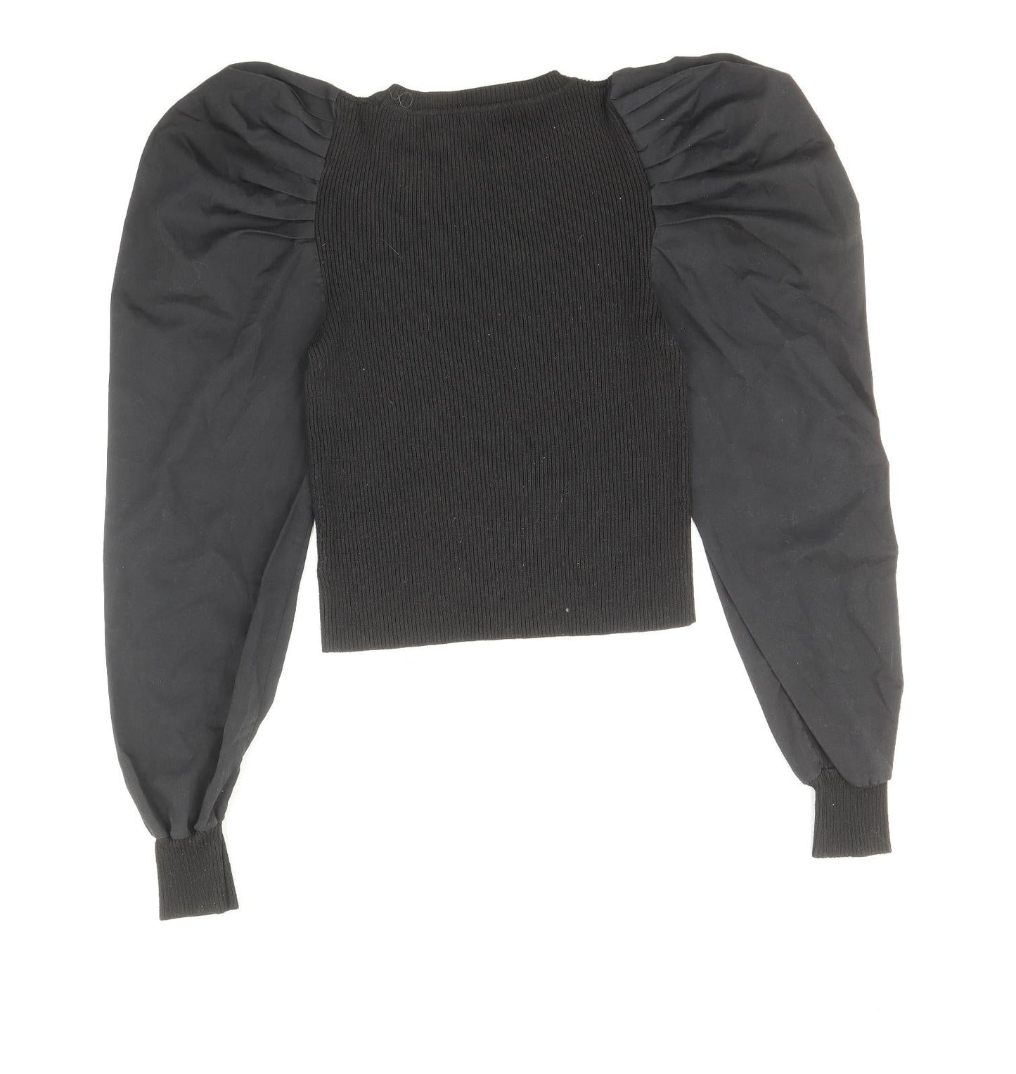 Nasty Gal Womens Black Round Neck Polyester Pullover Jumper Size 10 - Balloon Sleeve