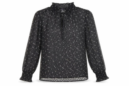 Marks & Spencer Womens Black Geometric Polyester Basic Blouse Size 10 V-Neck