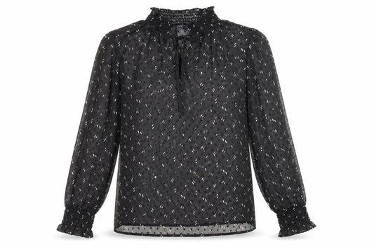Marks and Spencer Womens Black Geometric Polyester Basic Blouse Size 10 V-Neck