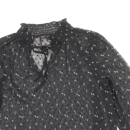 Marks & Spencer Womens Black Geometric Polyester Basic Blouse Size 10 V-Neck