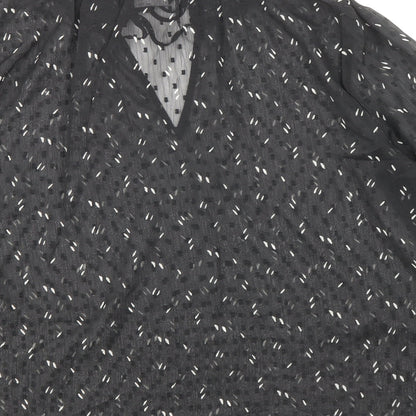 Marks & Spencer Womens Black Geometric Polyester Basic Blouse Size 10 V-Neck