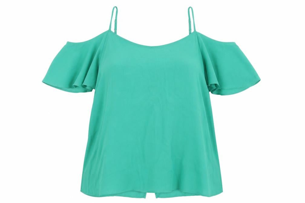 Peacocks Womens Green Polyester Basic Blouse Size 12 Scoop Neck