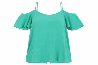 Peacocks Womens Green Polyester Basic Blouse Size 12 Scoop Neck