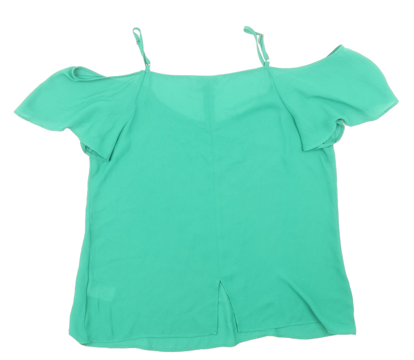 Peacocks Womens Green Polyester Basic Blouse Size 12 Scoop Neck
