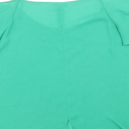 Peacocks Womens Green Polyester Basic Blouse Size 12 Scoop Neck